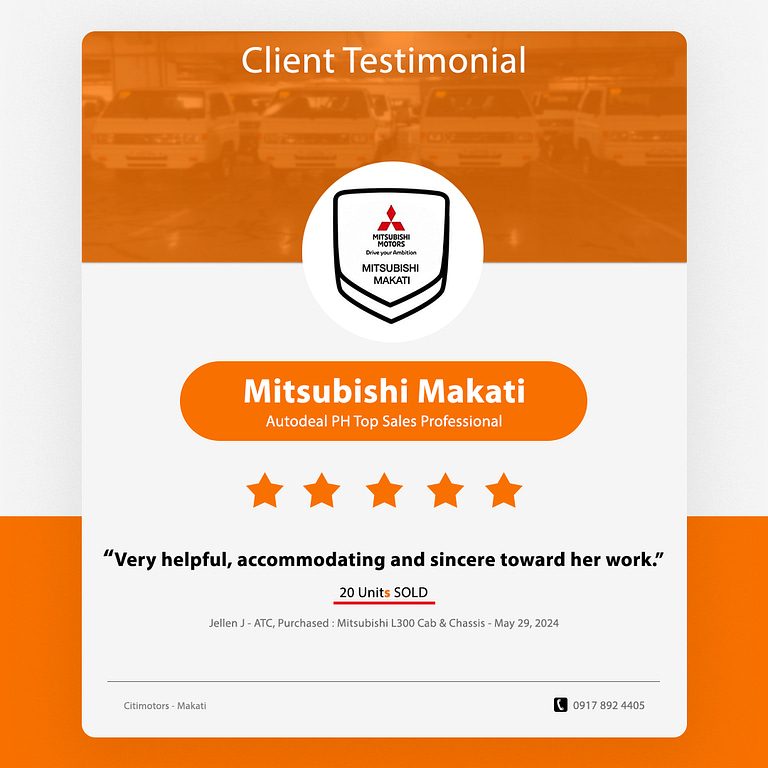 Mitsubishi Makati Client Testimonial on Mitsubishi L300